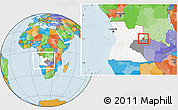 Political Location Map of Luau, highlighted country, highlighted parent region, within the entire country