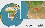 Satellite Location Map of Luau, within the entire country