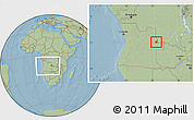 Savanna Style Location Map of Luau, within the entire country, hill shading