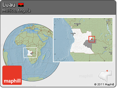 Savanna Style Location Map of Luau, highlighted country, highlighted parent region, within the entire country, hill shading