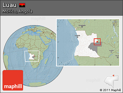 Savanna Style Location Map of Luau, highlighted country, highlighted parent region, within the entire country, hill shading