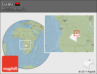 Savanna Style Location Map of Luau, highlighted parent region, within the entire country, hill shading