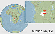 Savanna Style Location Map of Luau, highlighted parent region, within the entire country, hill shading