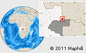 Shaded Relief Location Map of Luau, highlighted country, highlighted parent region