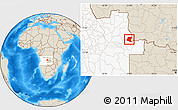 Shaded Relief Location Map of Luau, highlighted country