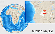 Shaded Relief Location Map of Luau, highlighted parent region, within the entire country