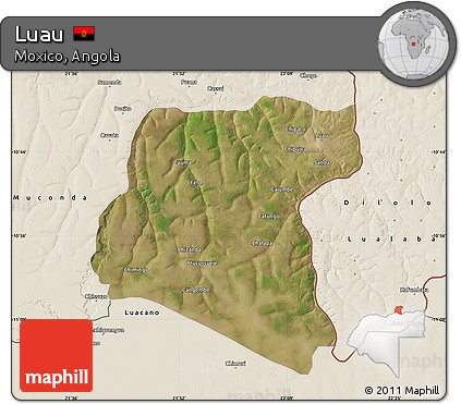 Satellite Map of Luau, shaded relief outside