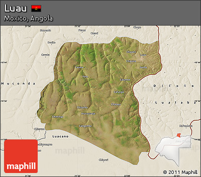 Satellite Map of Luau, shaded relief outside