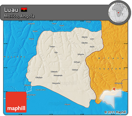 Shaded Relief Map of Luau, political outside