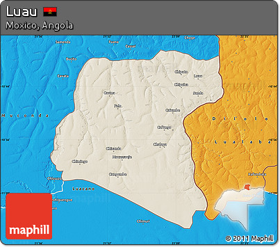Shaded Relief Map of Luau, political outside