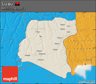 Shaded Relief Map of Luau, political outside