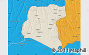 Shaded Relief Map of Luau, political outside