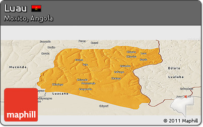 Political Panoramic Map of Luau, shaded relief outside