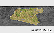 Satellite Panoramic Map of Luau, darken, desaturated