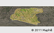 Satellite Panoramic Map of Luau, darken, semi-desaturated