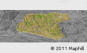 Satellite Panoramic Map of Luau, desaturated