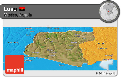 Satellite Panoramic Map of Luau, political outside
