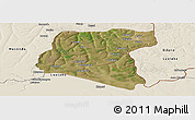 Satellite Panoramic Map of Luau, shaded relief outside