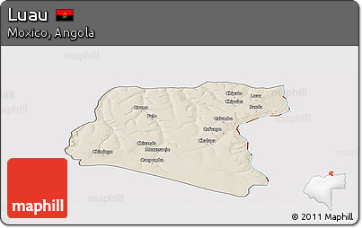 Shaded Relief Panoramic Map of Luau, cropped outside