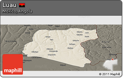 Shaded Relief Panoramic Map of Luau, darken