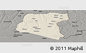 Shaded Relief Panoramic Map of Luau, darken, semi-desaturated