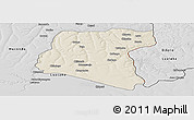 Shaded Relief Panoramic Map of Luau, desaturated