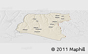 Shaded Relief Panoramic Map of Luau, lighten, desaturated