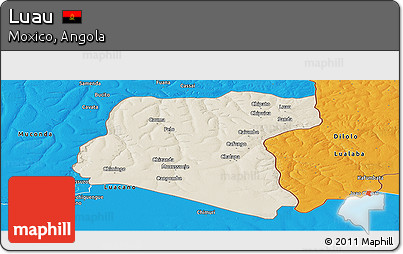Shaded Relief Panoramic Map of Luau, political outside