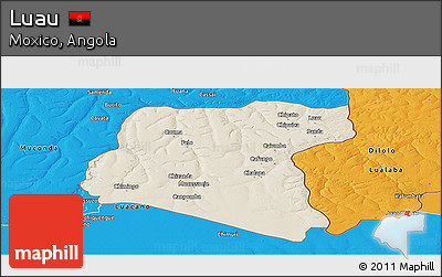 Shaded Relief Panoramic Map of Luau, political outside