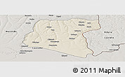 Shaded Relief Panoramic Map of Luau, semi-desaturated