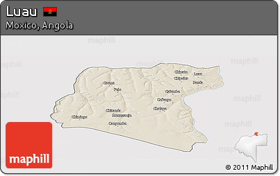 Shaded Relief Panoramic Map of Luau, single color outside