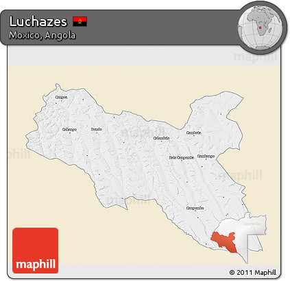 Classic Style 3D Map of Luchazes, single color outside