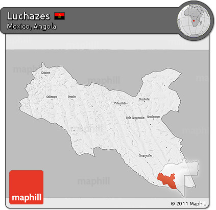 Gray 3D Map of Luchazes, single color outside