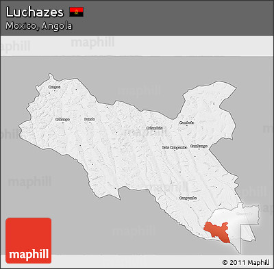 Gray 3D Map of Luchazes, single color outside