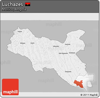 Gray 3D Map of Luchazes, single color outside