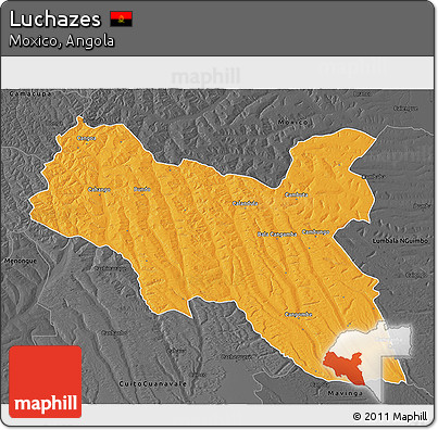 Political 3D Map of Luchazes, darken, desaturated