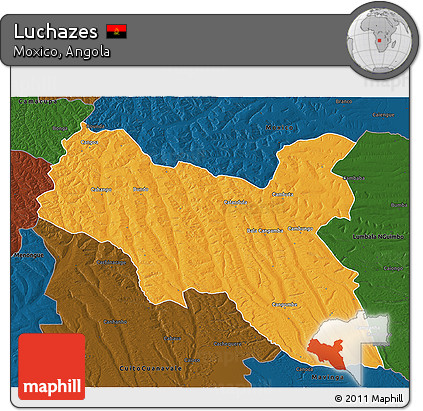 Political 3D Map of Luchazes, darken