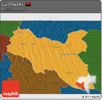 Political 3D Map of Luchazes, darken