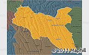 Political 3D Map of Luchazes, darken, semi-desaturated
