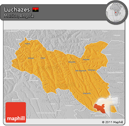 Political 3D Map of Luchazes, lighten, desaturated