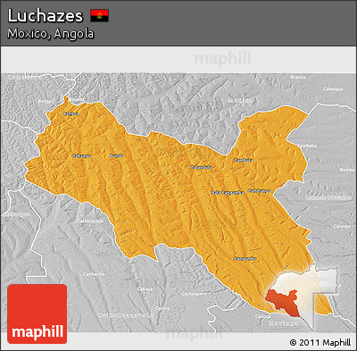 Political 3D Map of Luchazes, lighten, desaturated