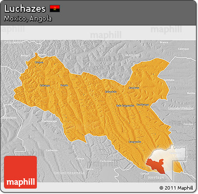 Political 3D Map of Luchazes, lighten, desaturated
