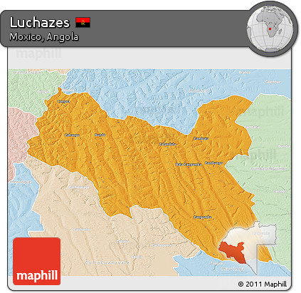 Political 3D Map of Luchazes, lighten