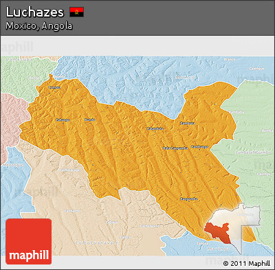 Political 3D Map of Luchazes, lighten