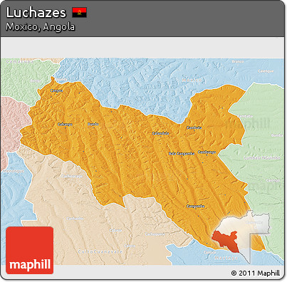 Political 3D Map of Luchazes, lighten