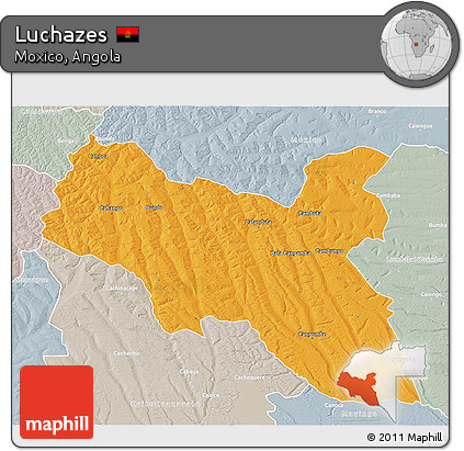 Political 3D Map of Luchazes, lighten, semi-desaturated