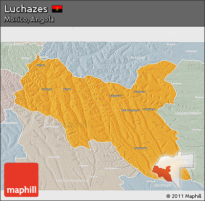 Political 3D Map of Luchazes, lighten, semi-desaturated