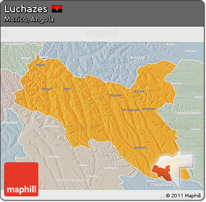 Political 3D Map of Luchazes, lighten, semi-desaturated