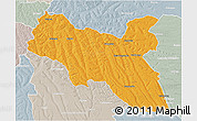 Political 3D Map of Luchazes, lighten, semi-desaturated