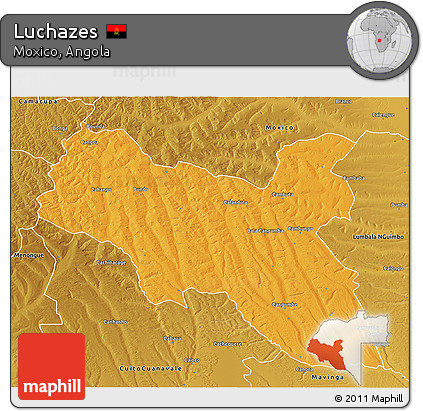Political 3D Map of Luchazes, physical outside